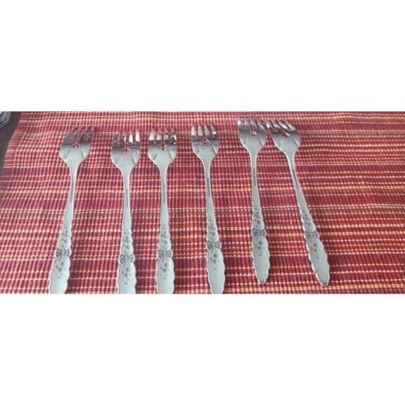 FLORAL GLEN stainless 6 Salad/Dessert Forks Oneida Community - Picture 5 of 6